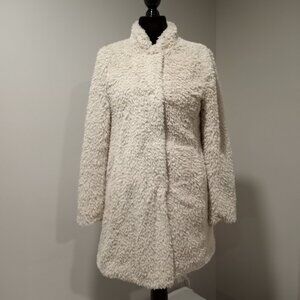 KENNETH COLE NEW YORK IVORY TEDDY FUR COAT WOMEN SIZE M